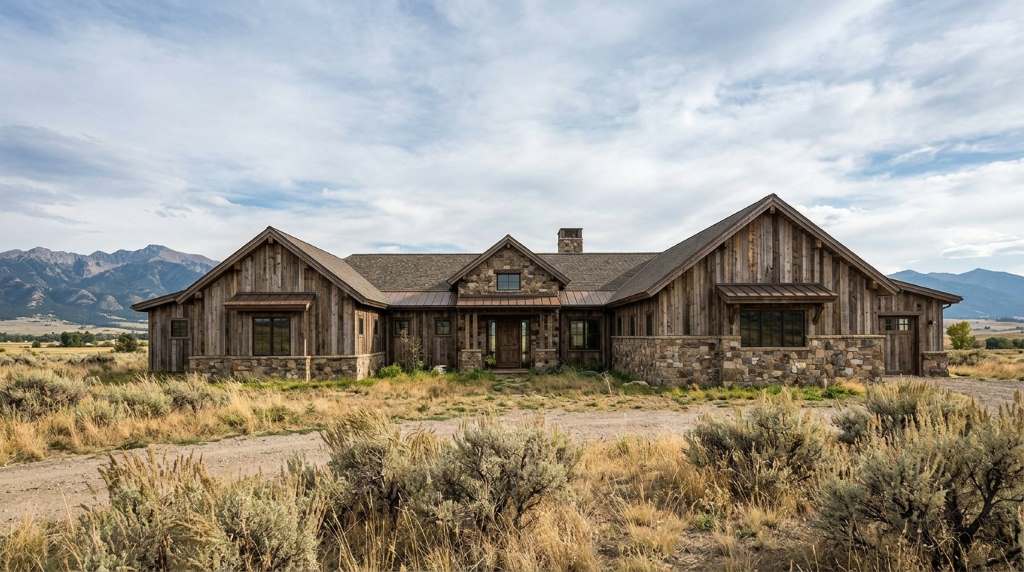 Rustic living room design in a Bozeman Montana home