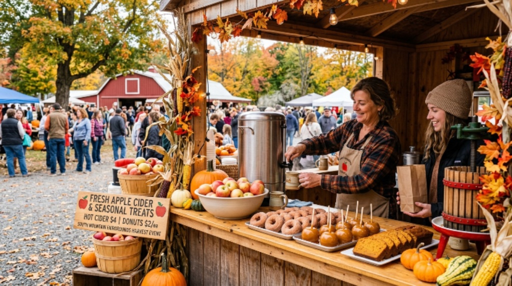 Fresh apple cider and seasonal treats at the South Mountain Fairgrounds harvest event